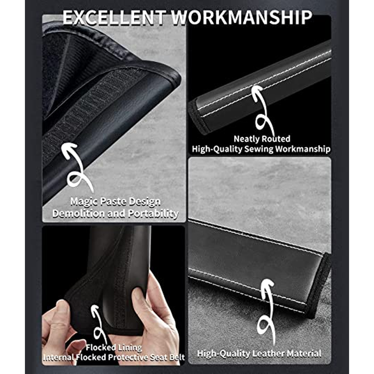 Car Seat Belt Covers (2PCS), Custom-Fit For Car, Microfiber Leather Seat Belt Shoulder Pads for More Comfortable Driving, Car Accessories DLUE238