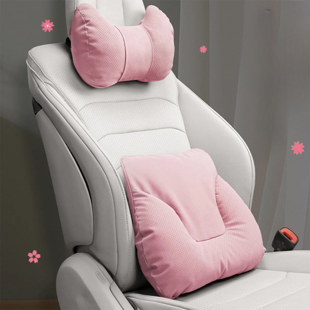 Universal Car Headrest Pillow – High-Quality Leather Cushion with Breathable Design, Neck and Lumbar Support Pillow - Delicate Leather