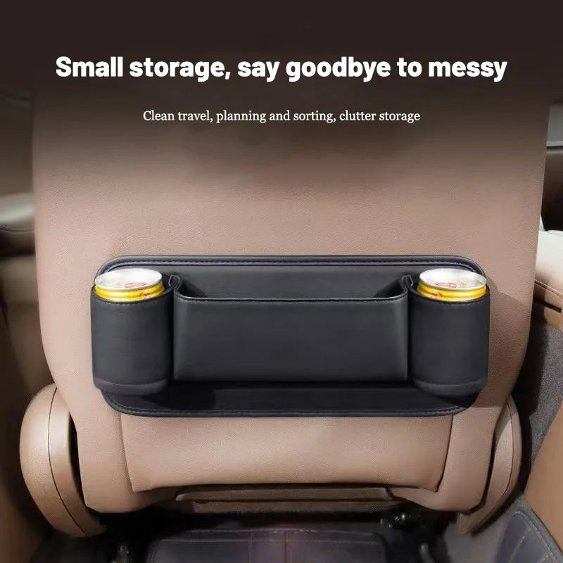 Universal Car Seat Back Storage Bag – Large Capacity Multi-Functional Organizer for Vehicle Interior - Delicate Leather