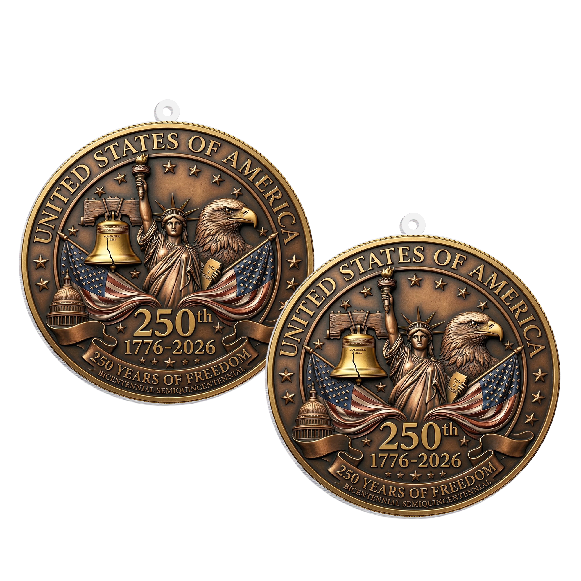 USA 250th Anniversary Rear View Mirror Accessory – Commemorative Hanging Ornament 04 - Delicate Leather