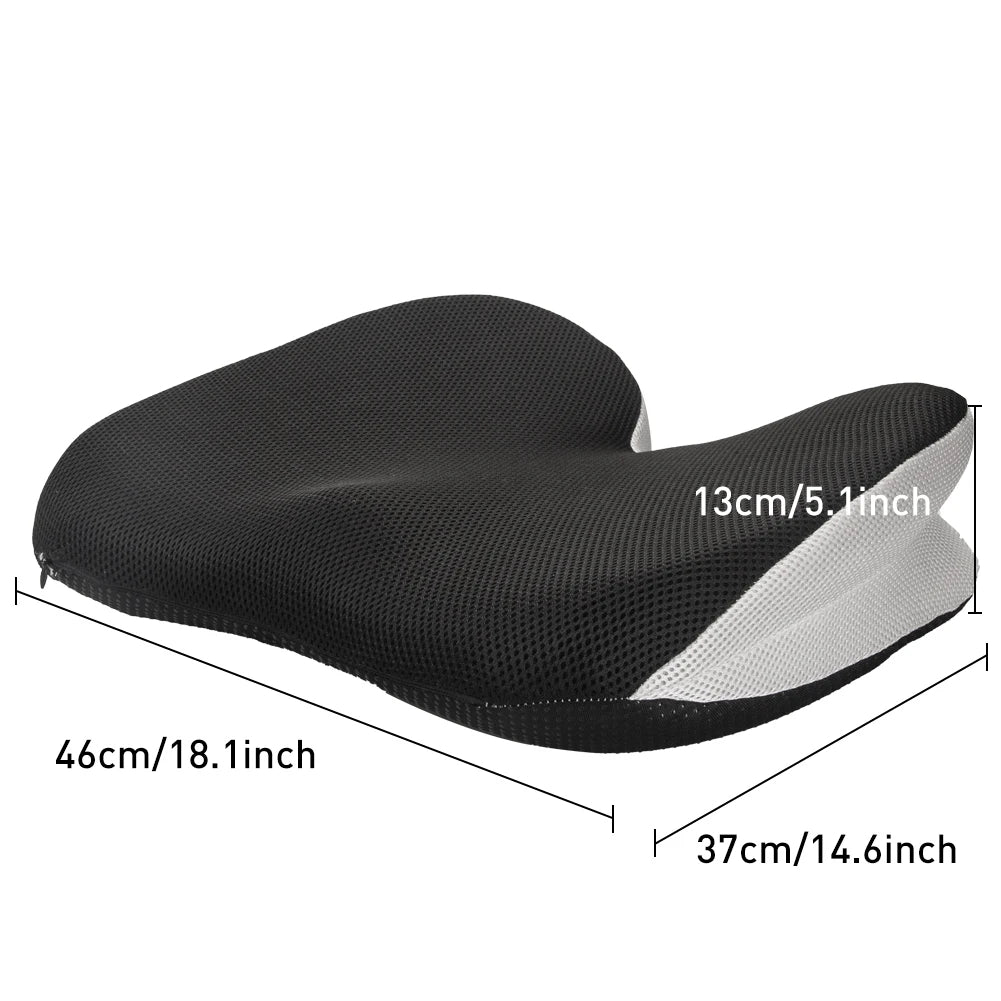 Ergonomic Memory Foam Seat Cushion – Contoured Chair Pad for Office & Car - Delicate Leather