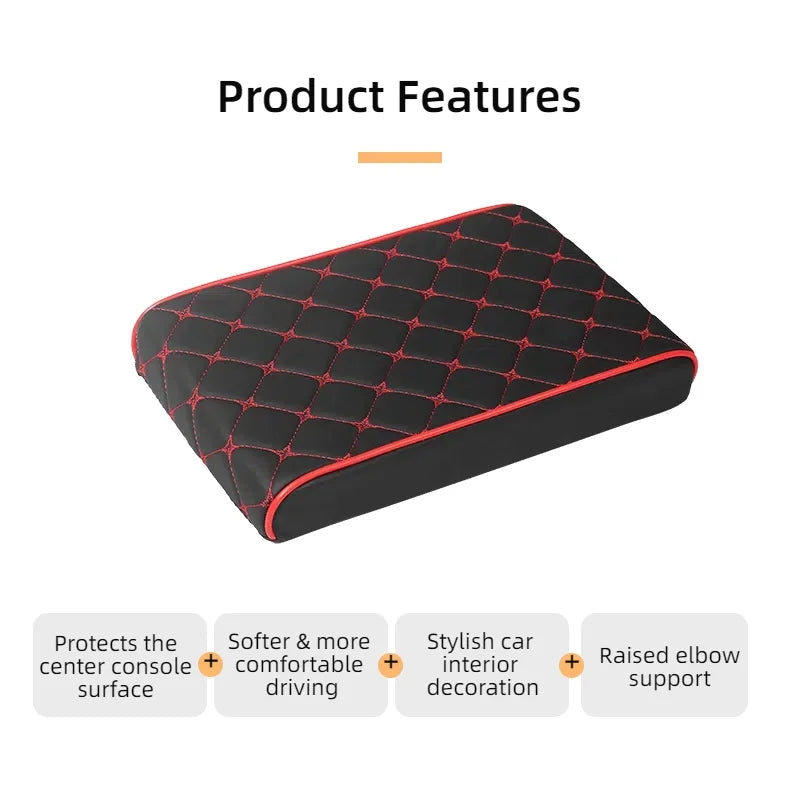 PU Leather Car Armrest Cushion – 5 cm Height Increase Center Console Support Pad - Delicate Leather