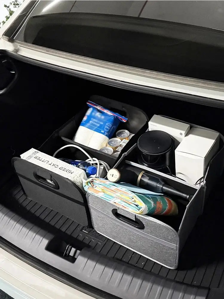 Foldable Trunk Organizer for SUV – Portable Multi-Functional Car Storage Box for Camping & Daily Use - Delicate Leather