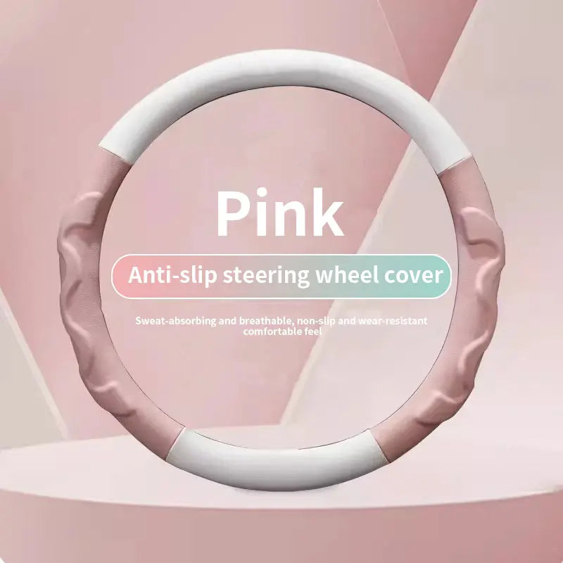 Carbon Fiber Leather Steering Wheel Cover – Non-Slip, Universal 38cm, Breathable, Luxury Car Interior Accessory - Delicate Leather