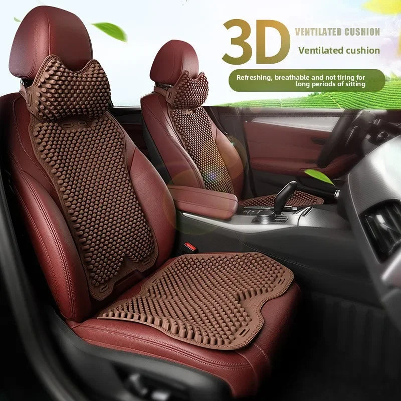 Silicone Non-Slip Car Seat Cushion – Universal Four-Season Cooling Breathable Seat Cover for Car, Office, and Home Use - Delicate Leather
