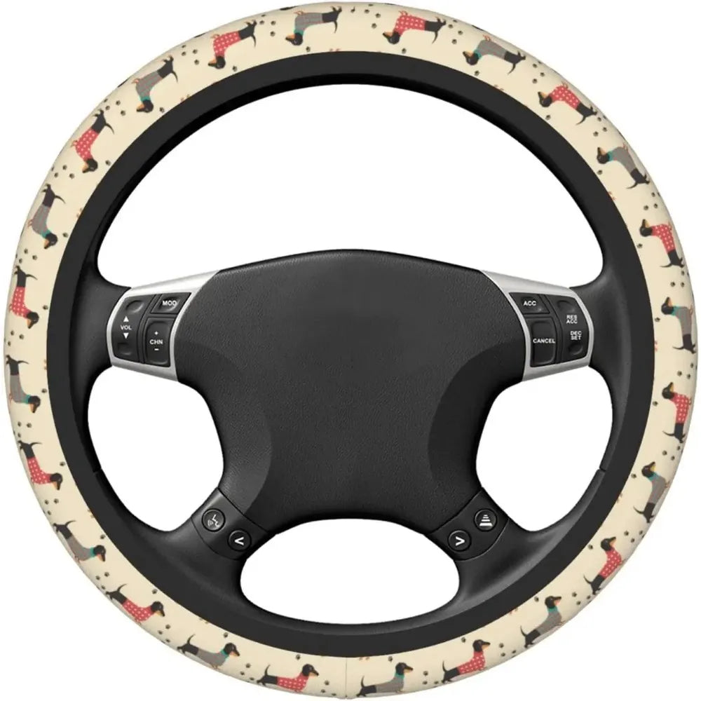 Dachshund Dog Cute Steering Wheel Cover, Cute Dog Car Steering Wheel Cover , Car Accessories 32 - Delicate Leather