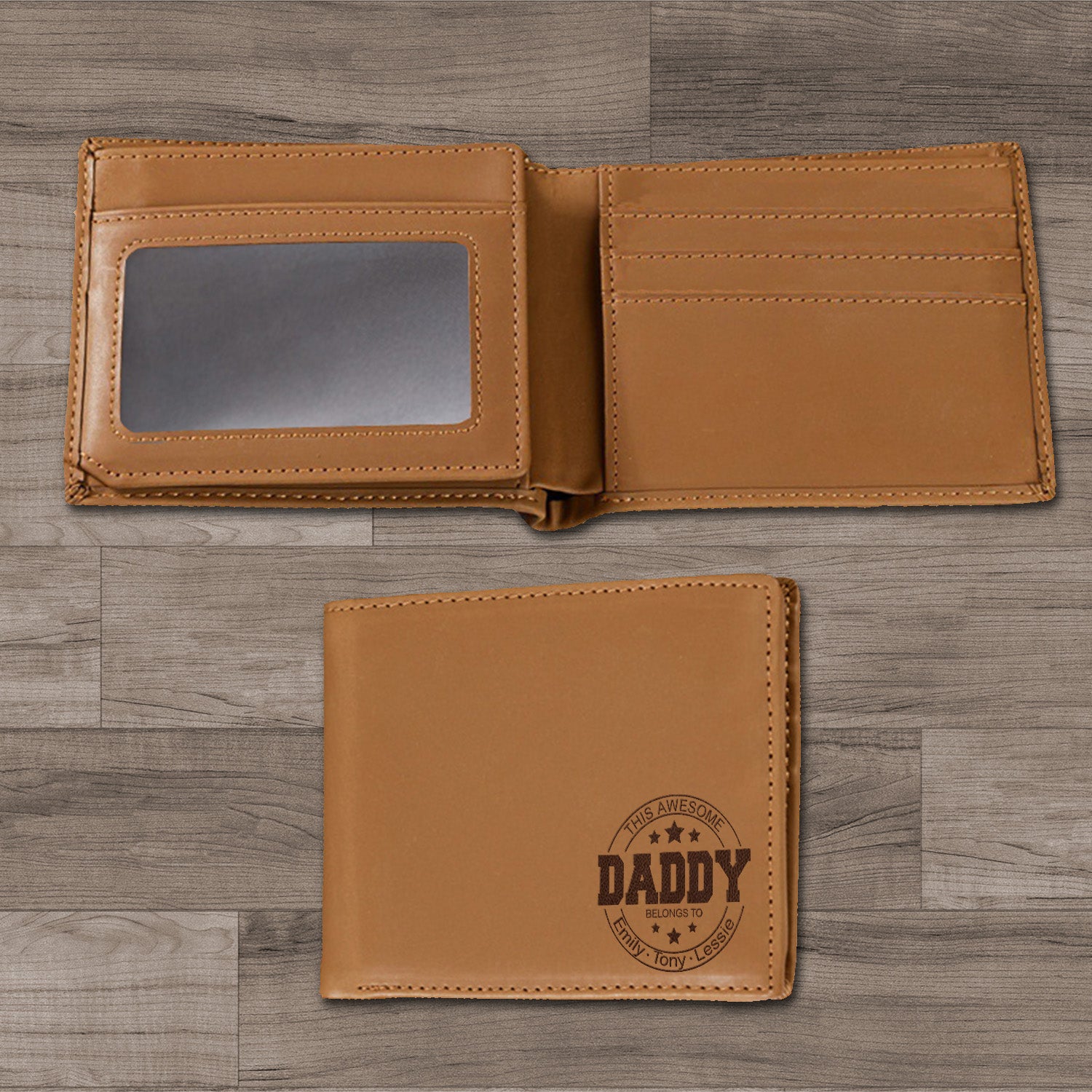 Personalized Wallet Men, Leather Wallet For Men, Custom  Engraved Wallet, Personalized Gifts For Him, Fathers Day Gifts, Husband, Boyfriend, Dad - Delicate Leather