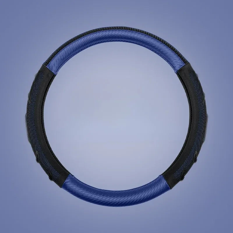 Carbon Fiber Steering Wheel Cover – Anti-Slip Universal 38cm Interior Accessory - Delicate Leather