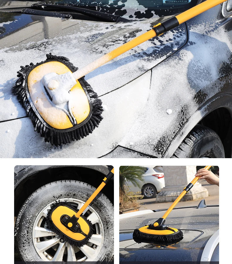 Car Cleaning Brush Car Cleaning Tools Telescoping Long Handle Cleaning Mop Chenille Broom Car Washing Accessories