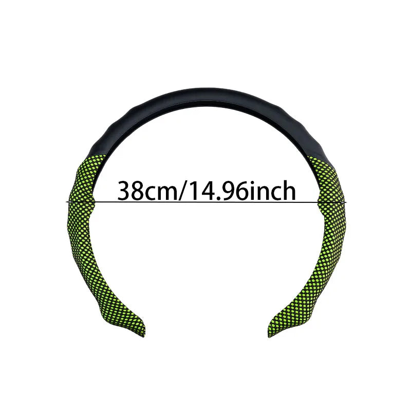 5D Sports Mesh Steering Wheel Cover – Ultra-Thin Breathable Non-Slip Grip, Universal Fit Interior Accessory - Delicate Leather