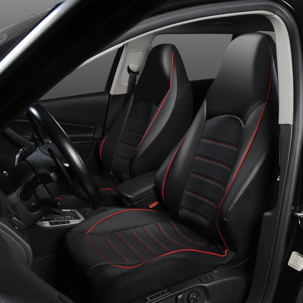 2-Pack Universal PU Leather High-Back Car Seat Covers – Front Bucket Style for Most Cars, SUVs, Trucks, and Vans - Delicate Leather
