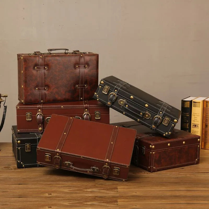 Customized Vintage Travel Suitcases Large Capacity Wooden Luggage, Clothes Storage Organizer Boxes, Decorative Props