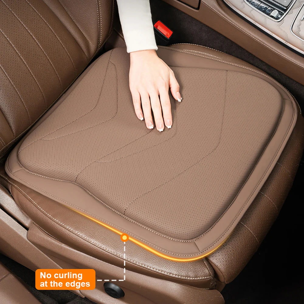 Premium Leather Car Seat Cushion & Lumbar Support – Breathable Non-Slip Interior Accessory - Delicate Leather