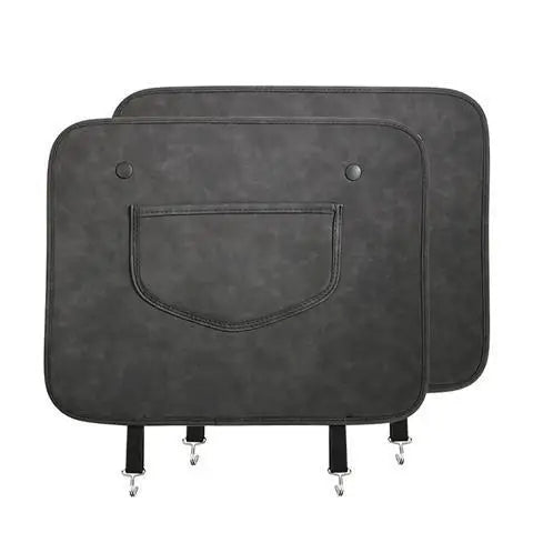 Universal Car Seat Back Protector with Storage Pocket – Half-Size Leather Anti-Kick Mat for Front Seats - Delicate Leather