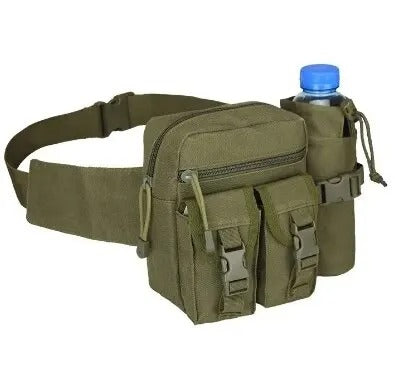 Tactical Men Waist Pack Nylon Hiking Water Bottle Phone Pouch Outdoor Sports Hunting Climbing Camping Belt Bag - Delicate Leather