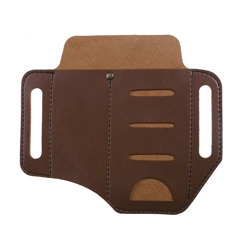 Tactical Multi-Tool Belt Leather Bag - Portable Tool Storage Holster for Outdoor Camping, Hunting, and EDC - Delicate Leather
