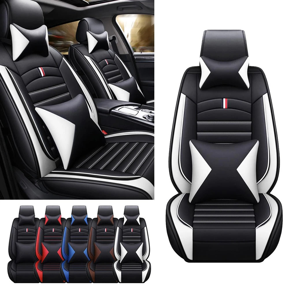 Universal 5-Seats PU Leather Car Seat Covers Full Set – Waterproof, Anti-Scratch, All-Season Protection for Front & Rear Seats