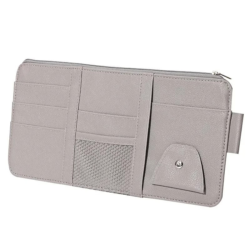 Car Sun Visor Organizer - Multi-Pocket Auto Interior Accessories Pocket Organizer - Delicate Leather