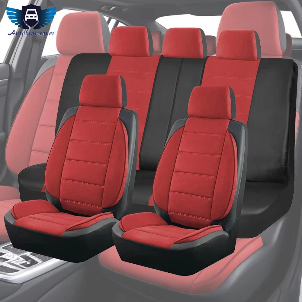 Universal Suede & Leather Car Seat Covers – Waterproof Full Set for Cars, SUVs, Trucks & Vans - Delicate Leather