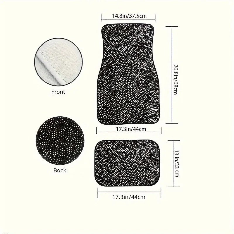 Universal Leopard Print Car Floor Mats 4-Piece Set – Non-Slip, Absorbent, Washable Polyester Fiber Mats for Cars & SUVs - Delicate Leather