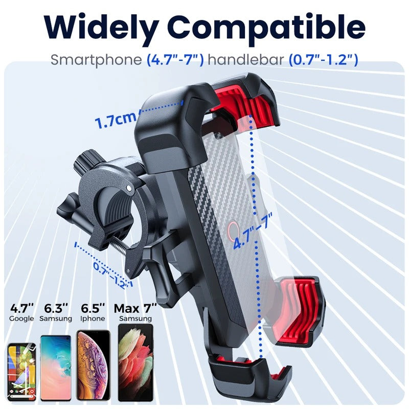 360° Universal Bike Phone Holder - Shockproof Bicycle Mount for 4.7-7 Inch Smartphones - Delicate Leather
