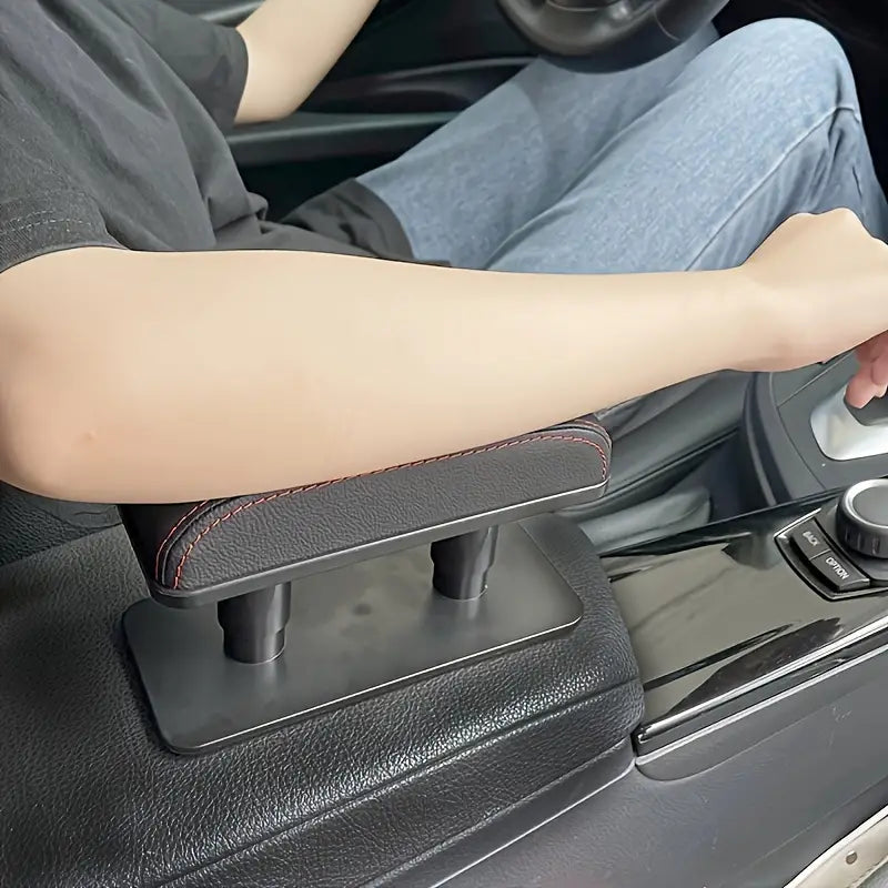 Car Armrest Cushion – PU Leather Adjustable Height Elbow Rest for Left and Right, Center Console Booster for Long-Distance Travel Comfort - Delicate Leather