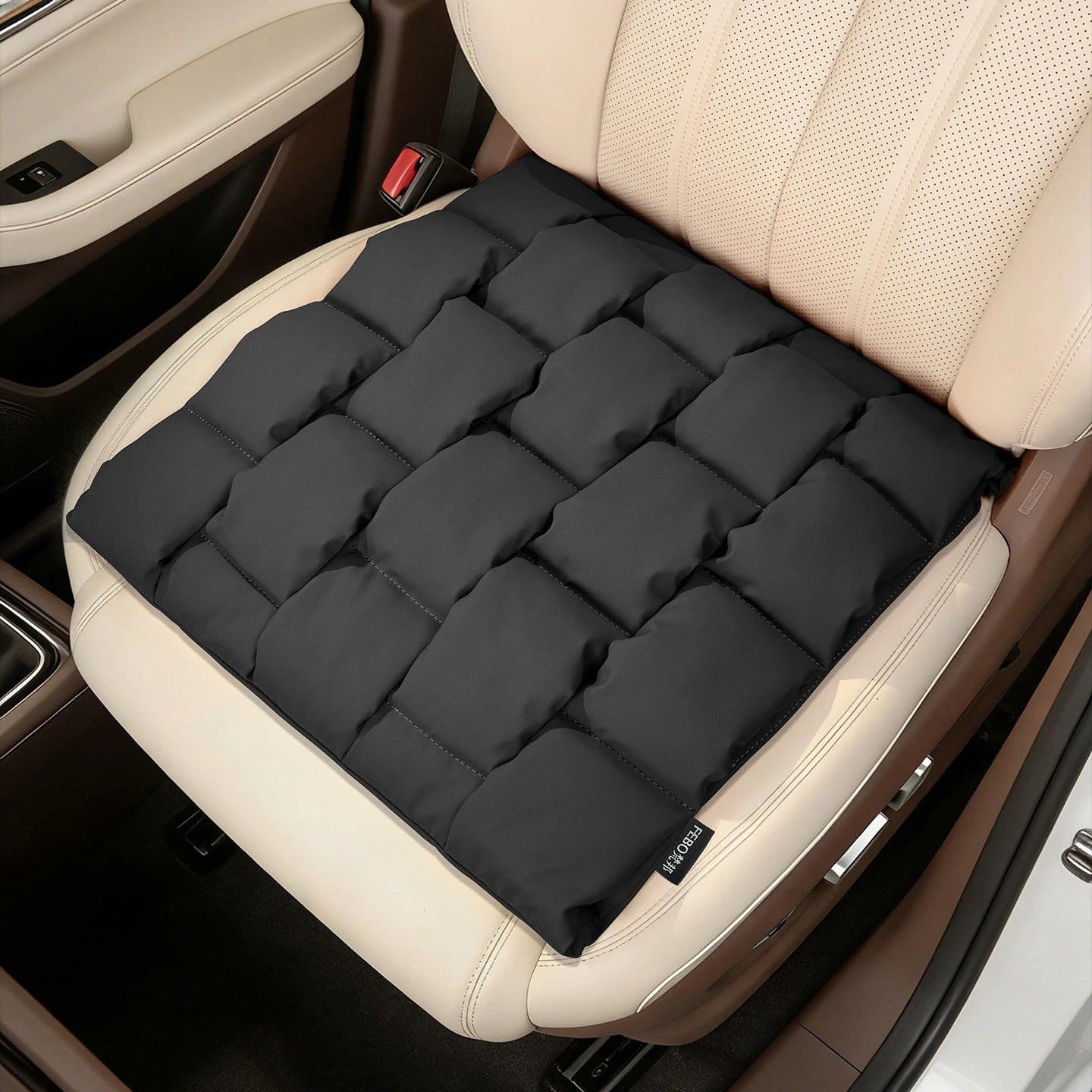 Square Bubble Car Seat Cushion – Breathable Anti-Slip Front Seat Pad - Delicate Leather