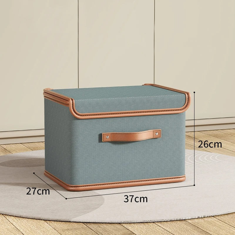 Dustproof Storage Box with Lid - Large Capacity Foldable Clothes Storage Box, Double Thickness Moisture-proof Storage Box - Delicate Leather