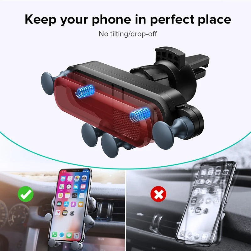 Gravity Car Phone Holder - Universal Air Vent Mount for Smartphones and GPS Devices