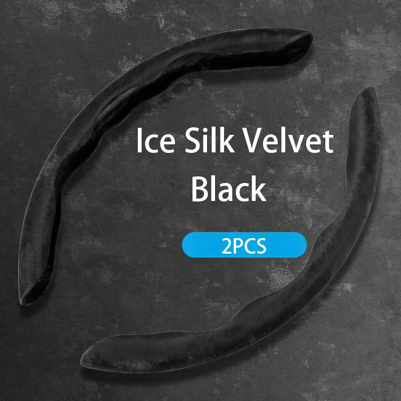 Car Steering Wheel Cover – Ice Silk Fabric Clip-On Grip, Ultra-Thin, All-Season, Non-Slip & Moisture-Absorbing - Delicate Leather