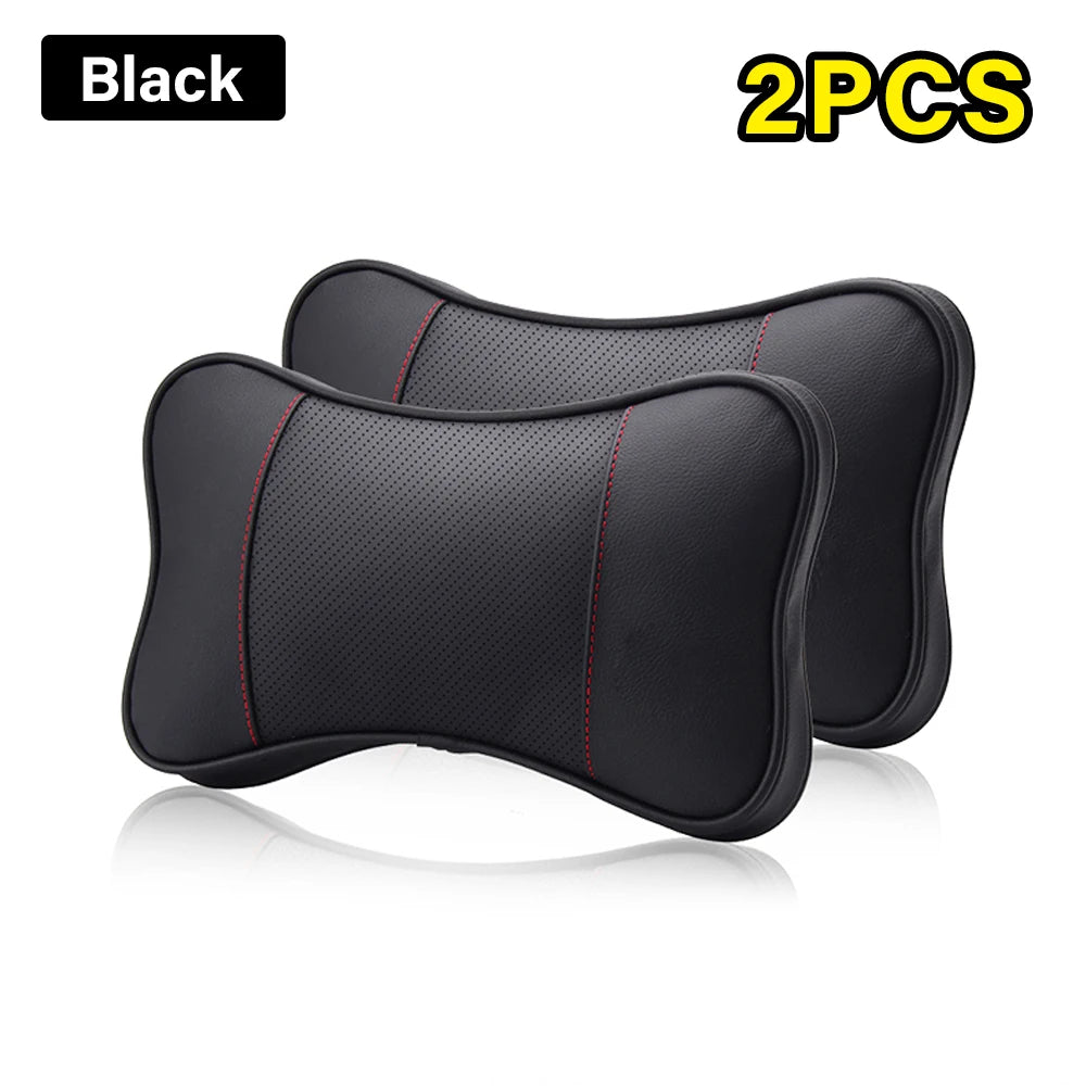 2PCS Leather Car Neck Pillows – Universal Seat Headrest Support Cushions - Delicate Leather