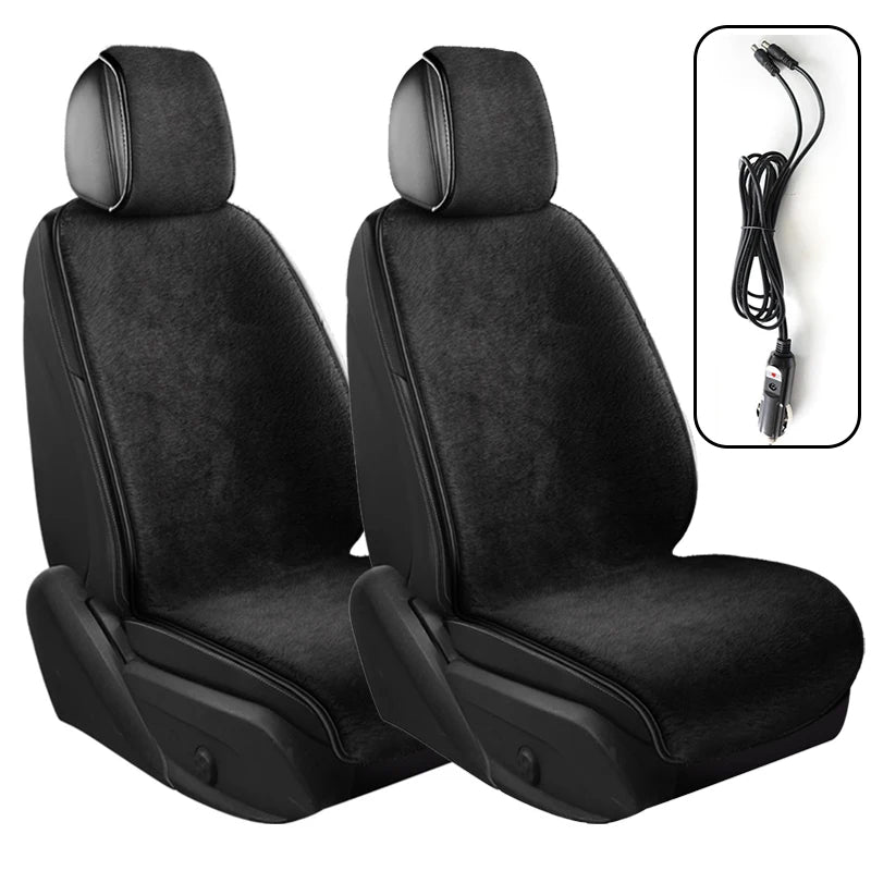 Heated Car Seat Cover 12V – Fast Heating Plush Seat Cushion for Winter Comfort - Delicate Leather