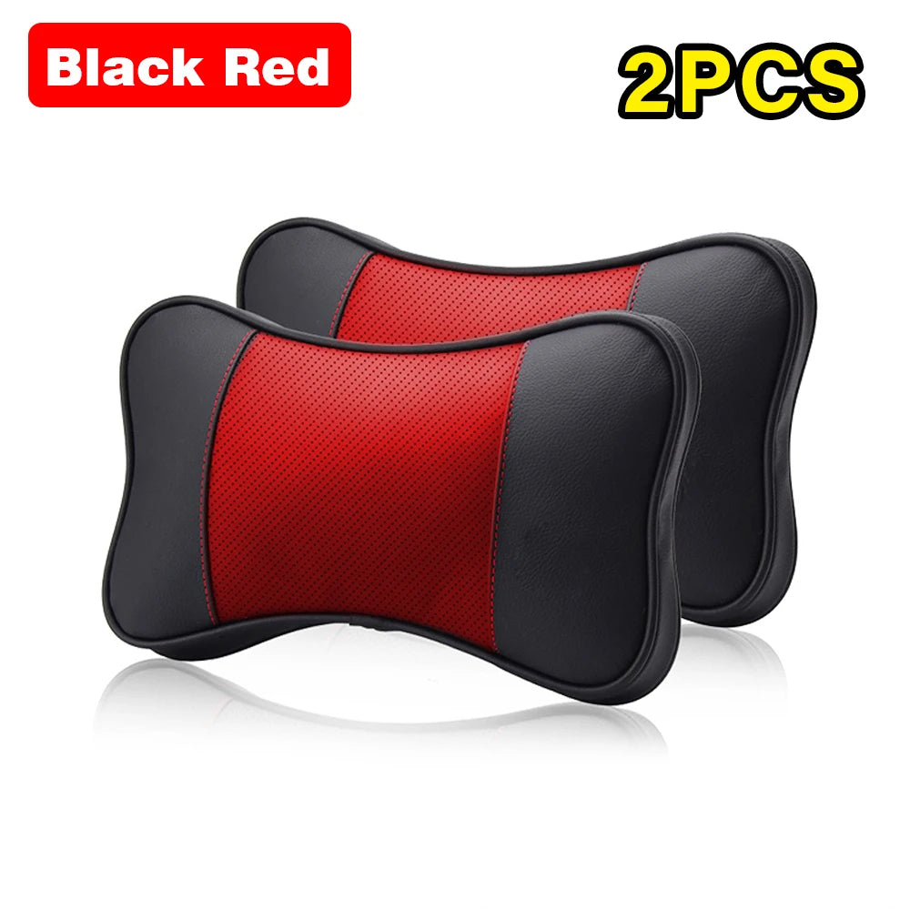 2PCS Leather Car Neck Pillows – Universal Seat Headrest Support Cushions - Delicate Leather