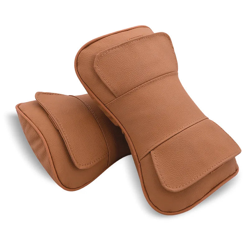Genuine Leather Car Seat Headrest Pillow – Ergonomic Neck Support Cushion, Universal Auto Interior Accessory (2PCS)