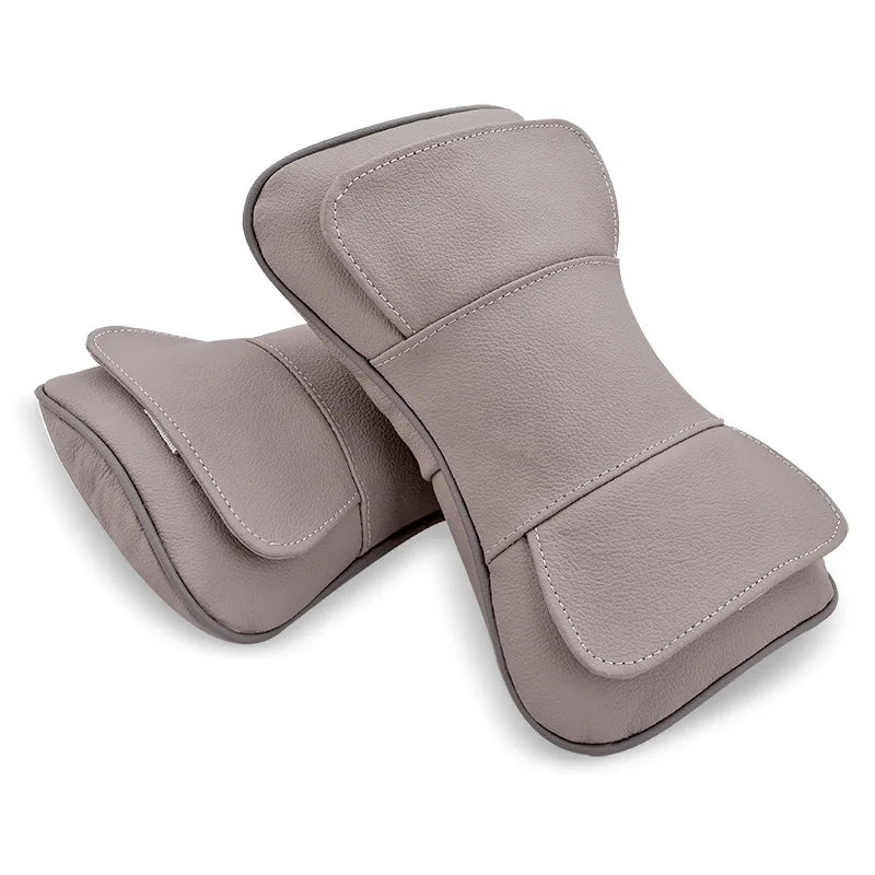 Genuine Leather Car Seat Headrest Pillow – Ergonomic Neck Support Cushion, Universal Auto Interior Accessory (2PCS)
