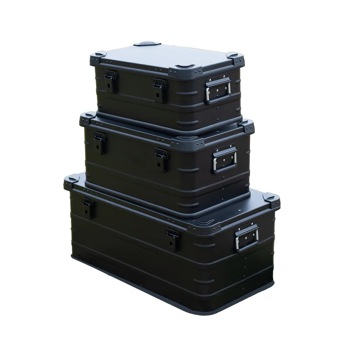 Black Aluminum Alloy Storage Box for Camping, Household, and Car Trunk - Delicate Leather