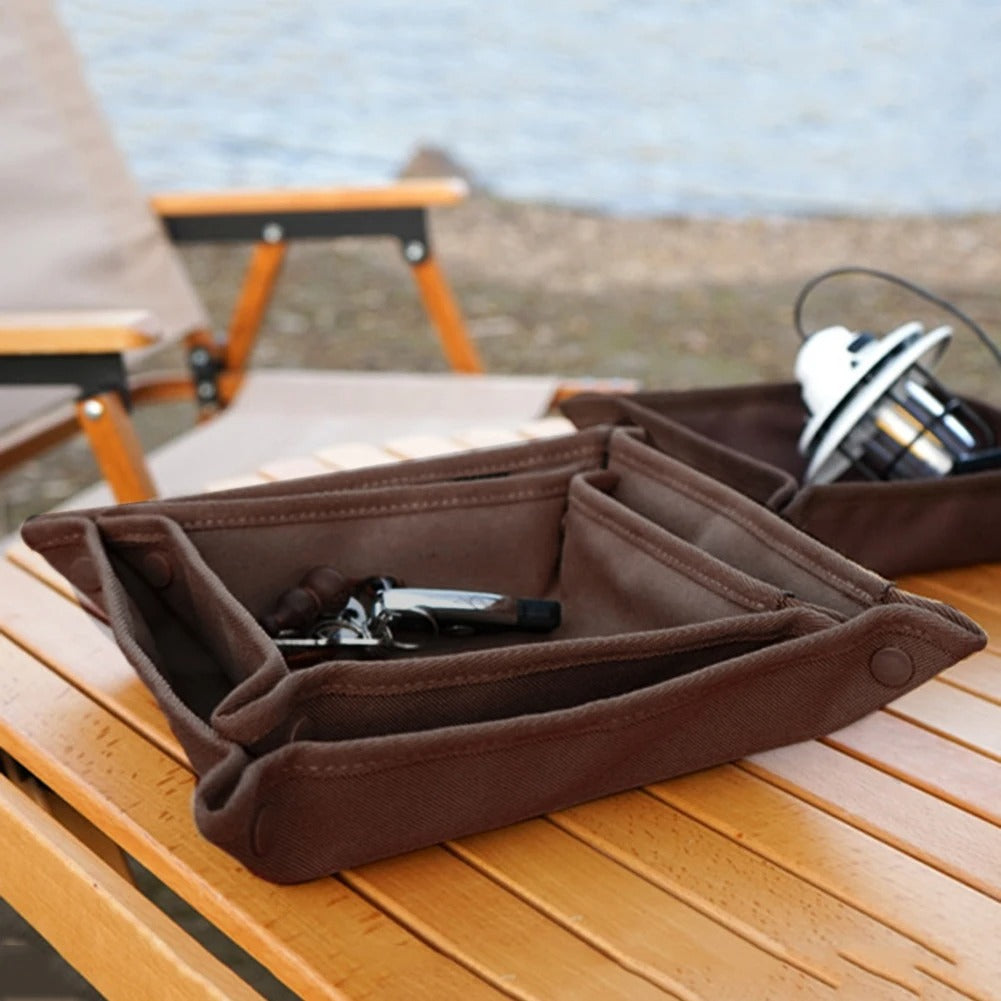 Portable Camping Gadgets Tray Foldable Oxford Storage Box Waterproof Travel Jewelry Sundries Makeup - Delicate Leather
