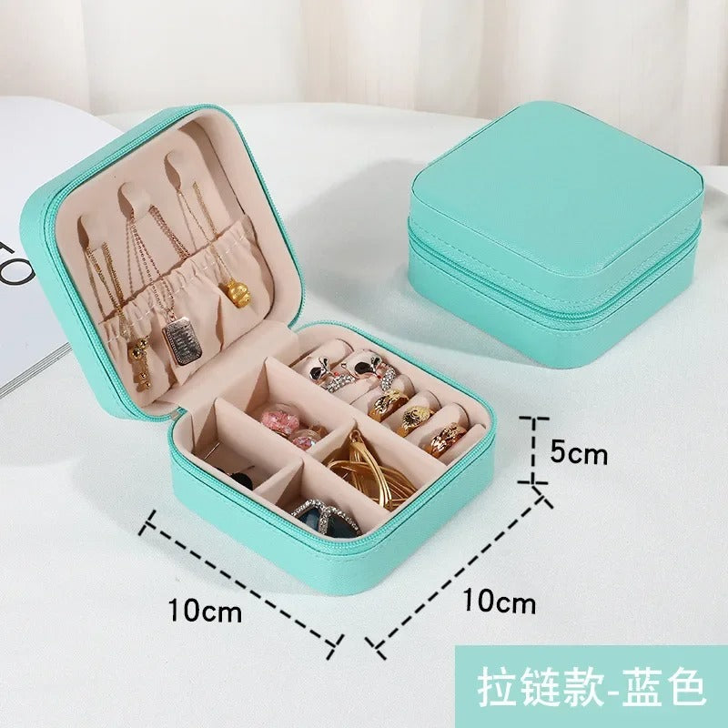 Jewelry Storage Box Portable Jewelry Organizer for Earrings, Necklaces, Rings - Leather Storage Box