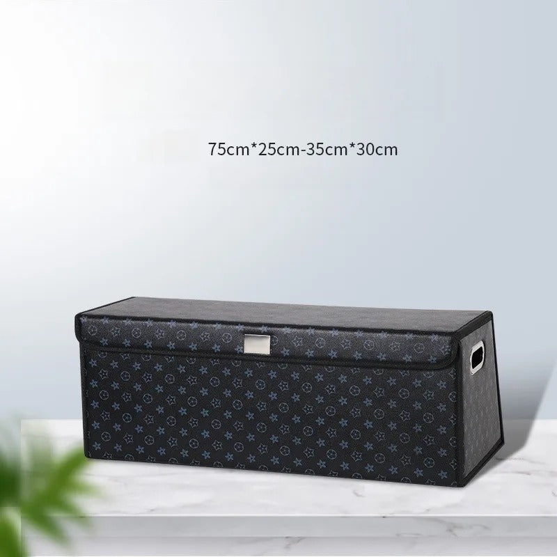 Nappa Leather Car Trunk Organizer – Foldable, Waterproof Storage Box (Universal Fit)