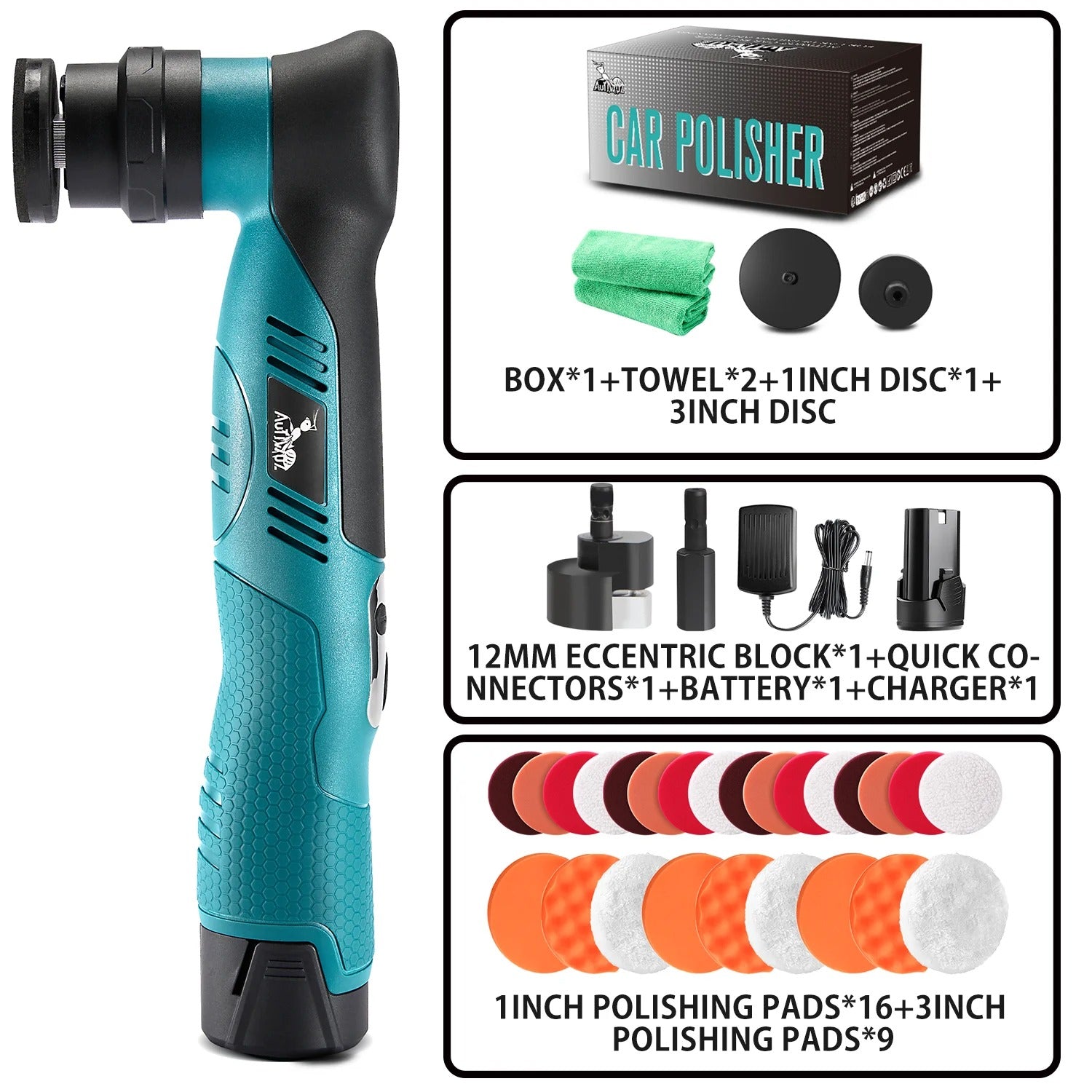 12V Cordless Electric Car Polisher – Dual Action Detailing Tool with 6 Speed Settings