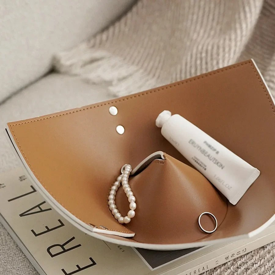 Modern Luxury Jewelry Box - Nonwoven Contrast Color Jewelry Storage Plate, Leather Storage Box, Foyer Key Storage Ornament Organizer