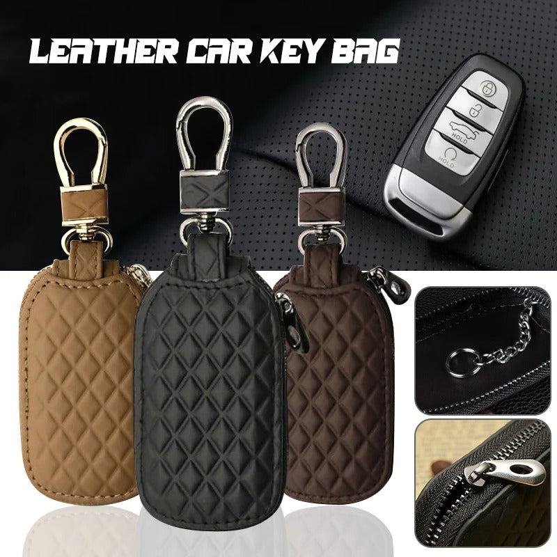 PU Leather Car Key Case with Built-in Buckle – Universal Anti-Scratch Key Holder and Organizer for Men and Women - Delicate Leather