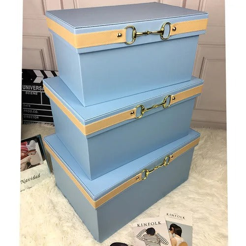 Luxury PU Leather Orange Storage Bins - Delicate Leather