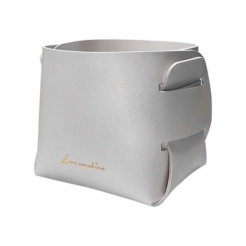 Folding Desktop Leather Storage Box Nordic PU Storage Tray - Delicate Leather