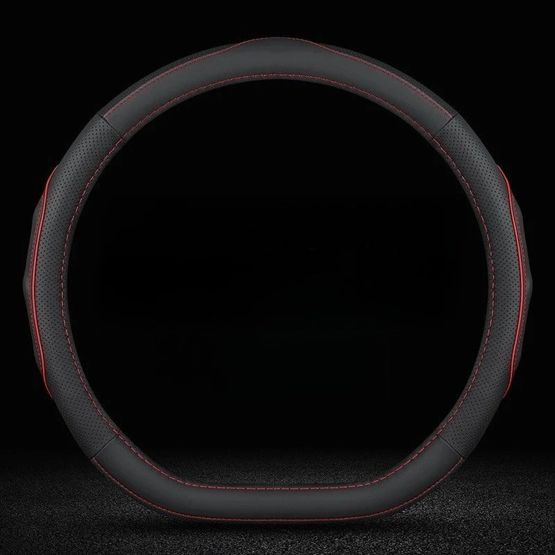 Genuine Leather Steering Wheel Cover – Anti-Slip Universal 38cm Interior Accessory - Delicate Leather