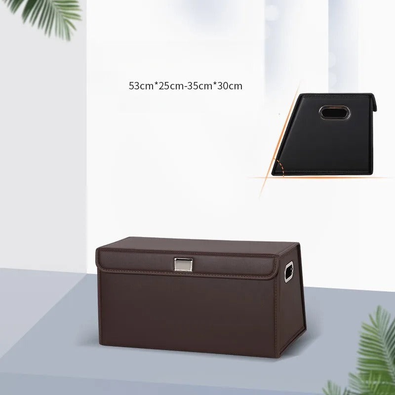 PU Leather Trunk Storage Box – Foldable Car Organizer for Tools & Accessories - Delicate Leather