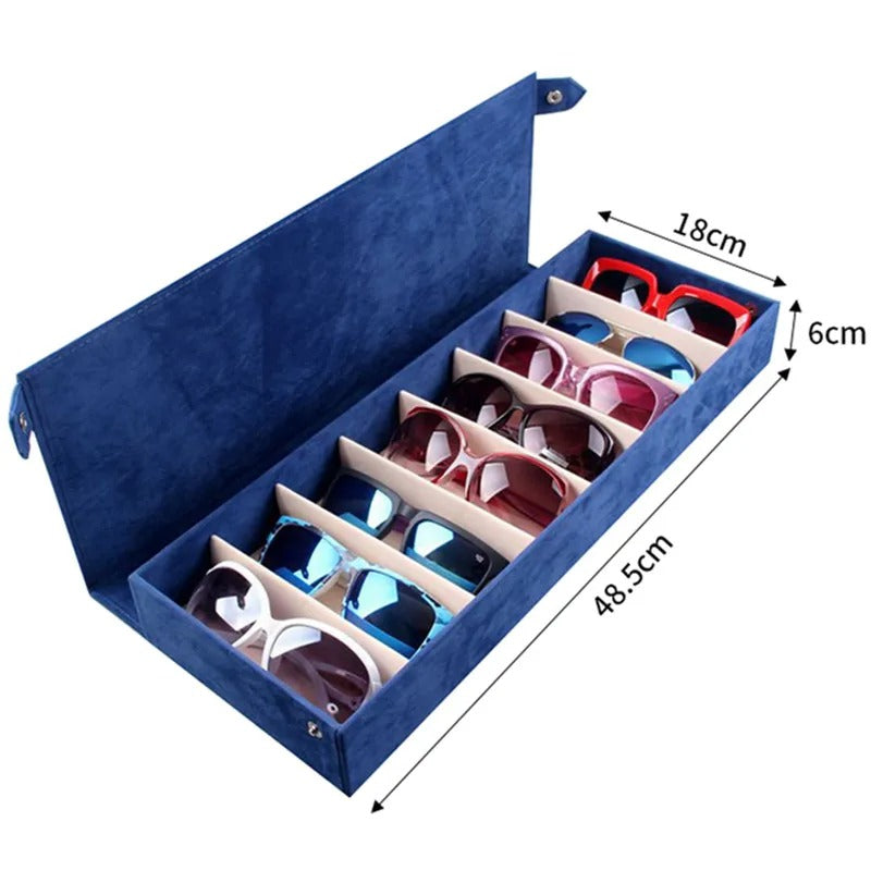 Sunglasses Organizer Box Multi-Slot Eyeglasses Storage Folding Portable Glasses Travel PU Leather Case Home Storage - Delicate Leather