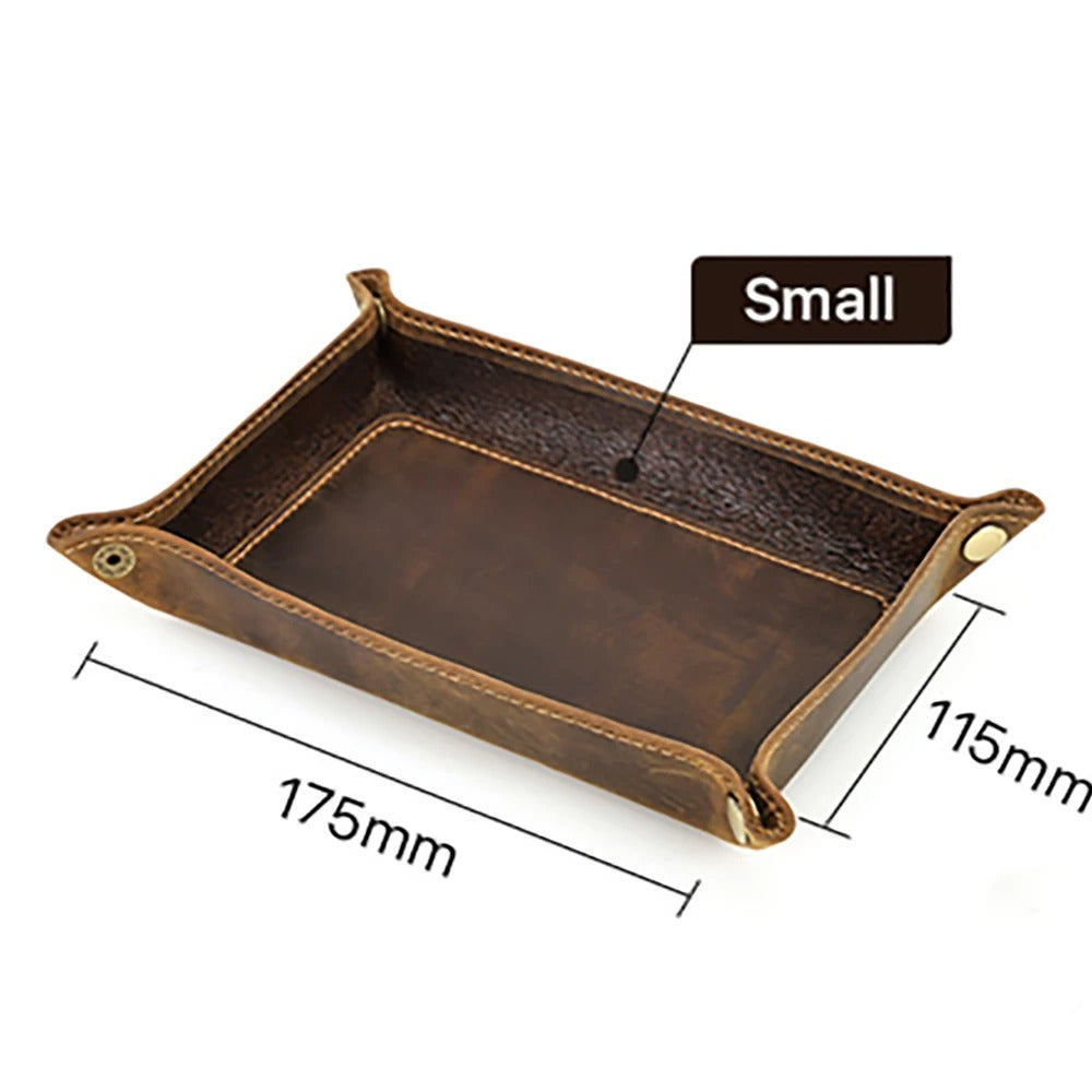 Genuine Leather Desktop Storage Tray, Jewelry Key Plate, Home Decoration Dice Tray, Wallet Coins Nubuck Leather Folding Storage Box