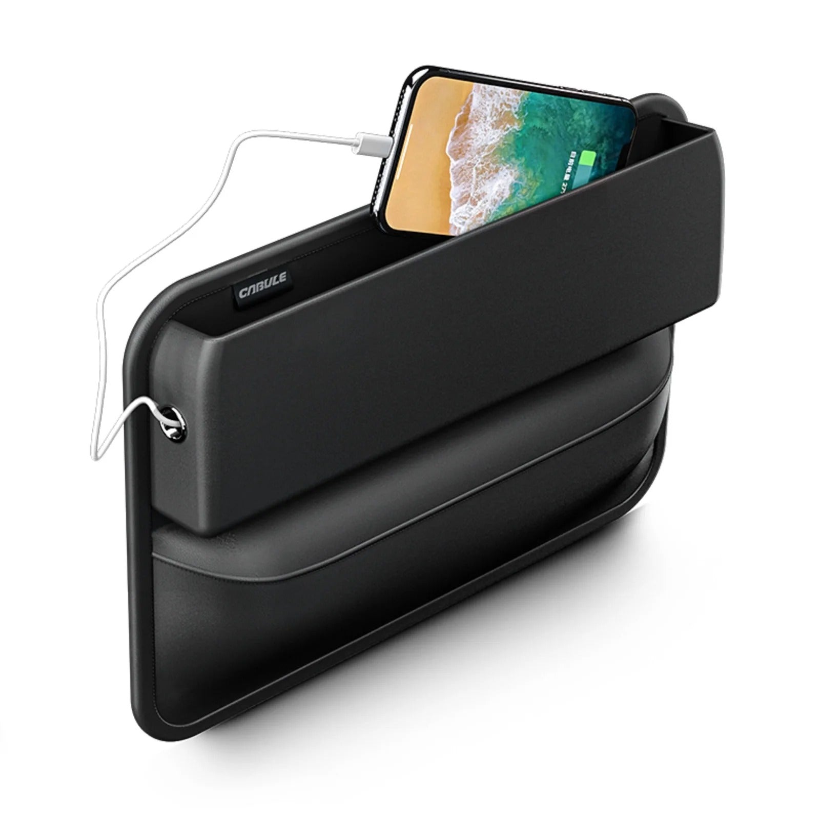 Car Seat Crevice Gaps Storage Box - Seat Organizer Gap Slit Filler Holder for Wallet, Phone, Cigarette - Delicate Leather