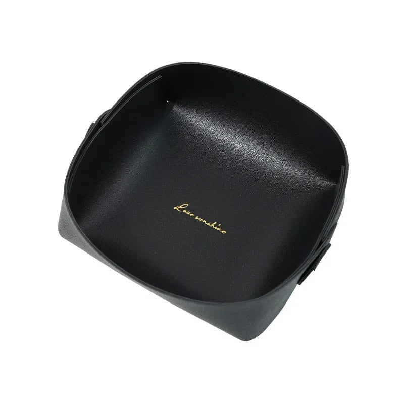 PVC Leather Watch Key Storage Tray, Porch Entrance Living Room Coffee Table Small Debris Storage Box Desktop Basket Small Tray - Delicate Leather